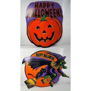 Vintage AGC Halloween Pumpkin‎ Witch Black Cat Die Cut Decor  American Greeting